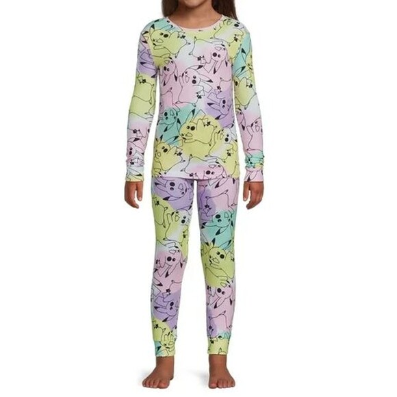 Girl's Size 4 Pikachu Pajama Set Long Sleeve Top and Pants Snug Fit NEW - Picture 1 of 1